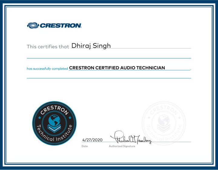 crestron certificate 1