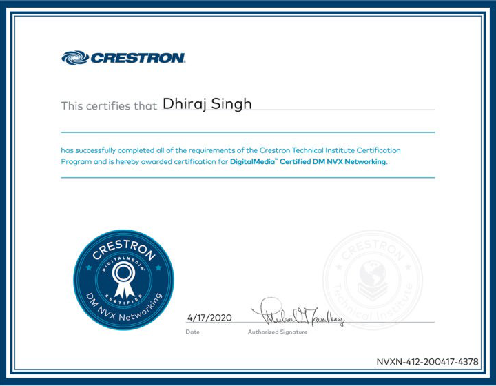 crestron certificate 2